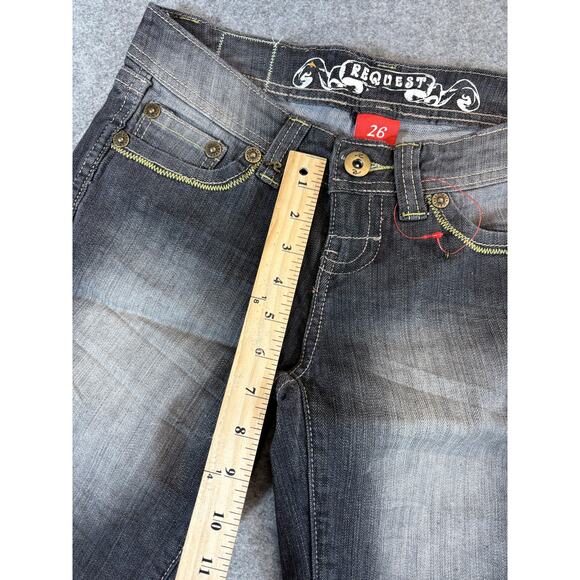 Request Bermuda Shorts Womens Size 26 Black Denim Stretch Hip Hop Grunge Y2K - Picture 4 of 7